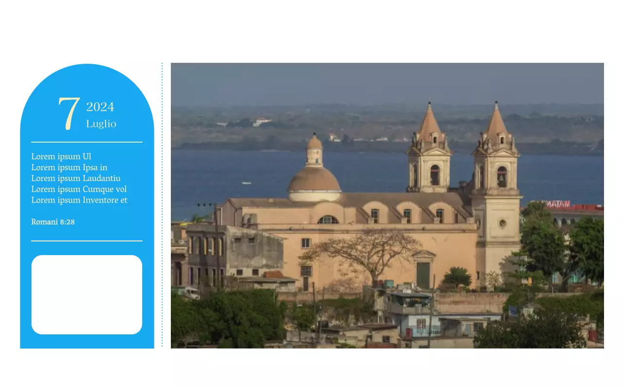 Calendario ecclesiastico blu di concezione moderna