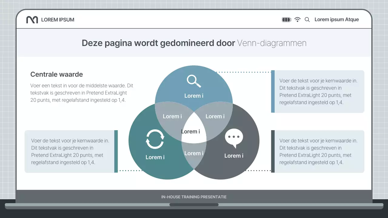 Eenvoudige interne trainingspresentatie in lichtblauw en grijs