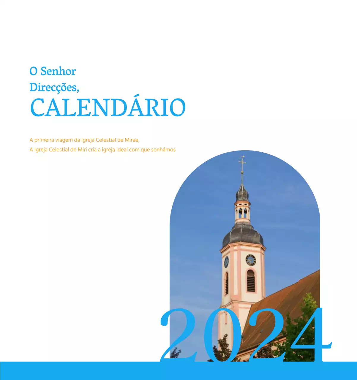 Calendário de igreja azul com conceito moderno