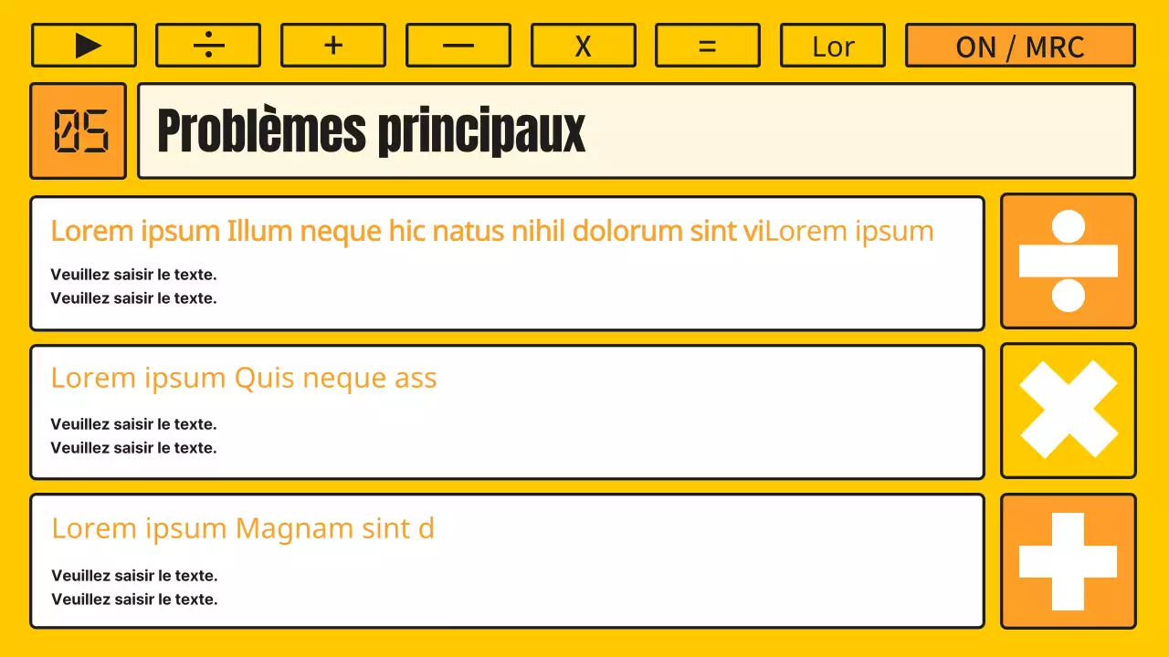 Cours de mathématiques avec une calculatrice jaune et orange kitsch