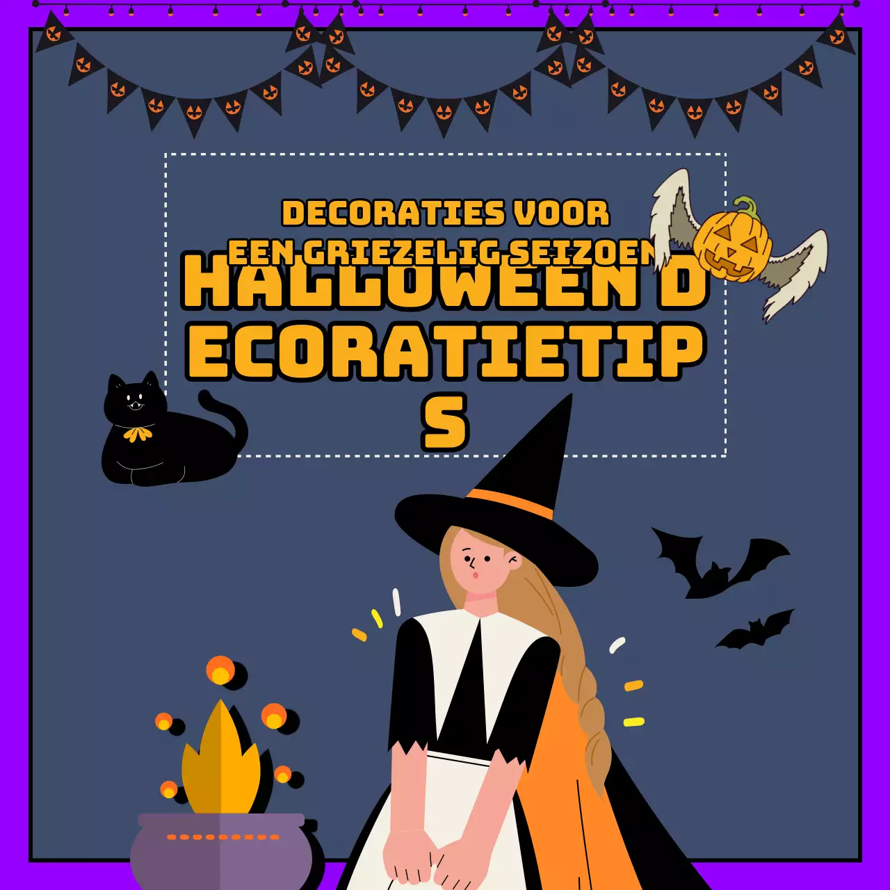 Fantastische Halloween-decoratie-ideeën in paars en oranje promoten