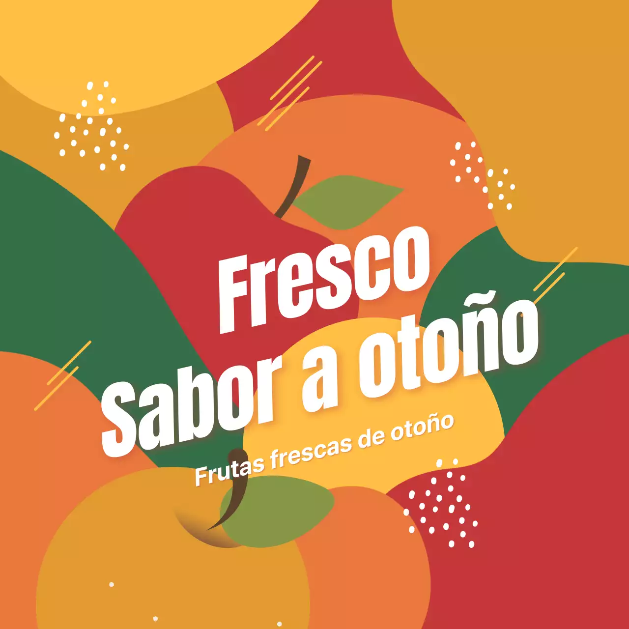 Promover la fruta de temporada con un toque de naranja y verde