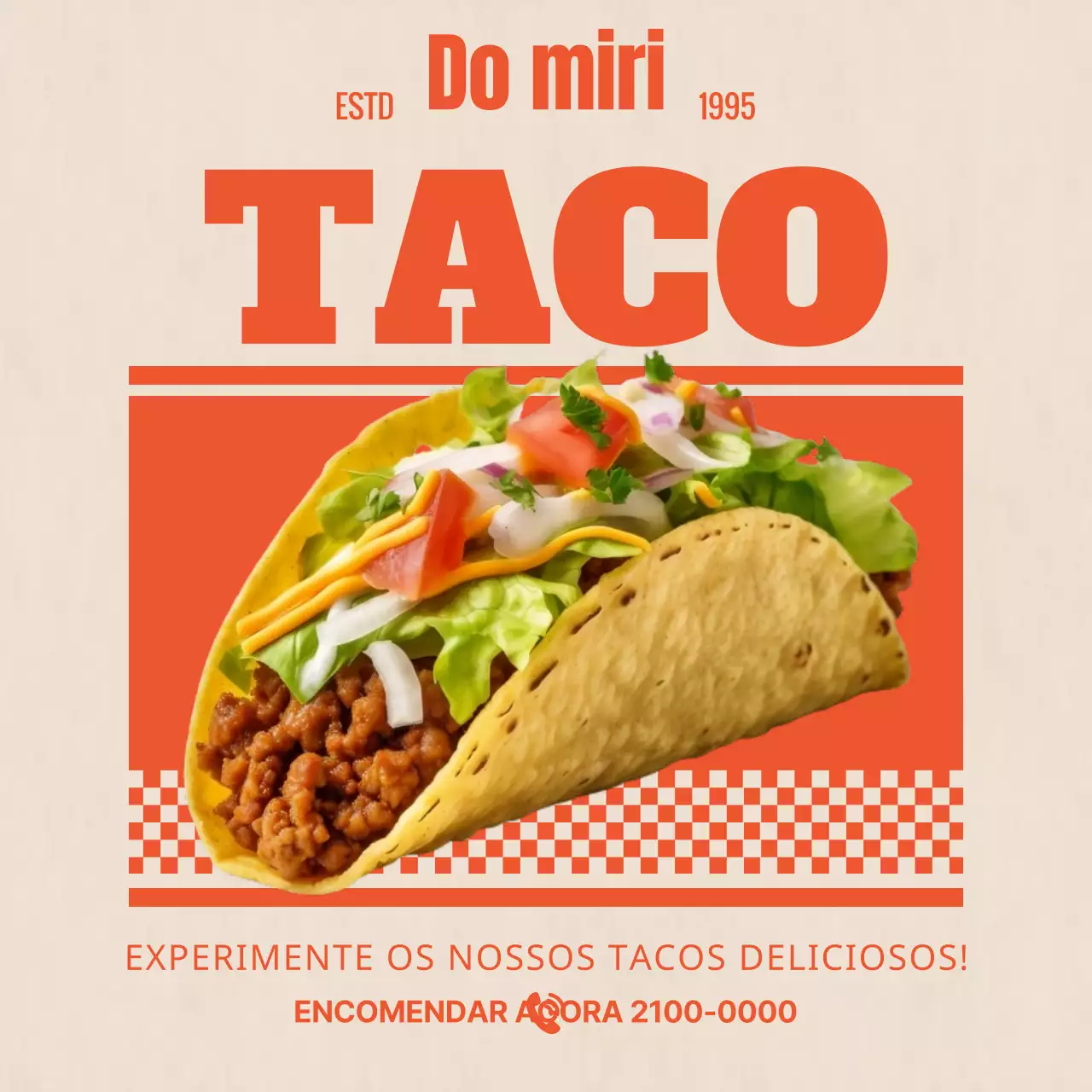 Promover tacos retro em vermelho e bege