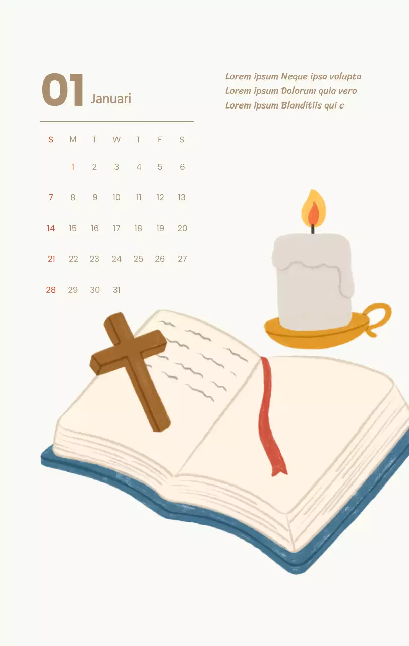 Een devotiekalender met gezellige illustraties en bijbelverzen op een lichtblauwe achtergrond