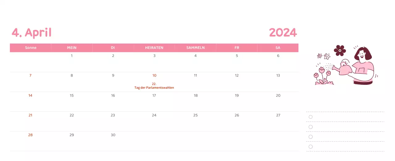 Ein Kalender mit farbenfrohen, emotionalen Illustrationen