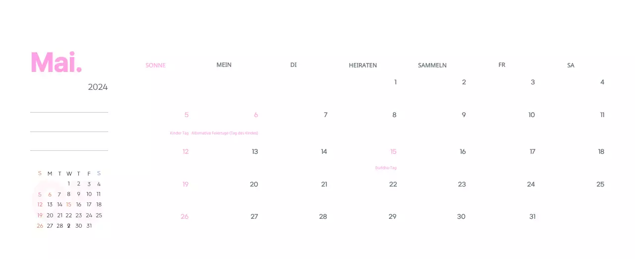 Arbeitskalender mit schönen Illustrationen