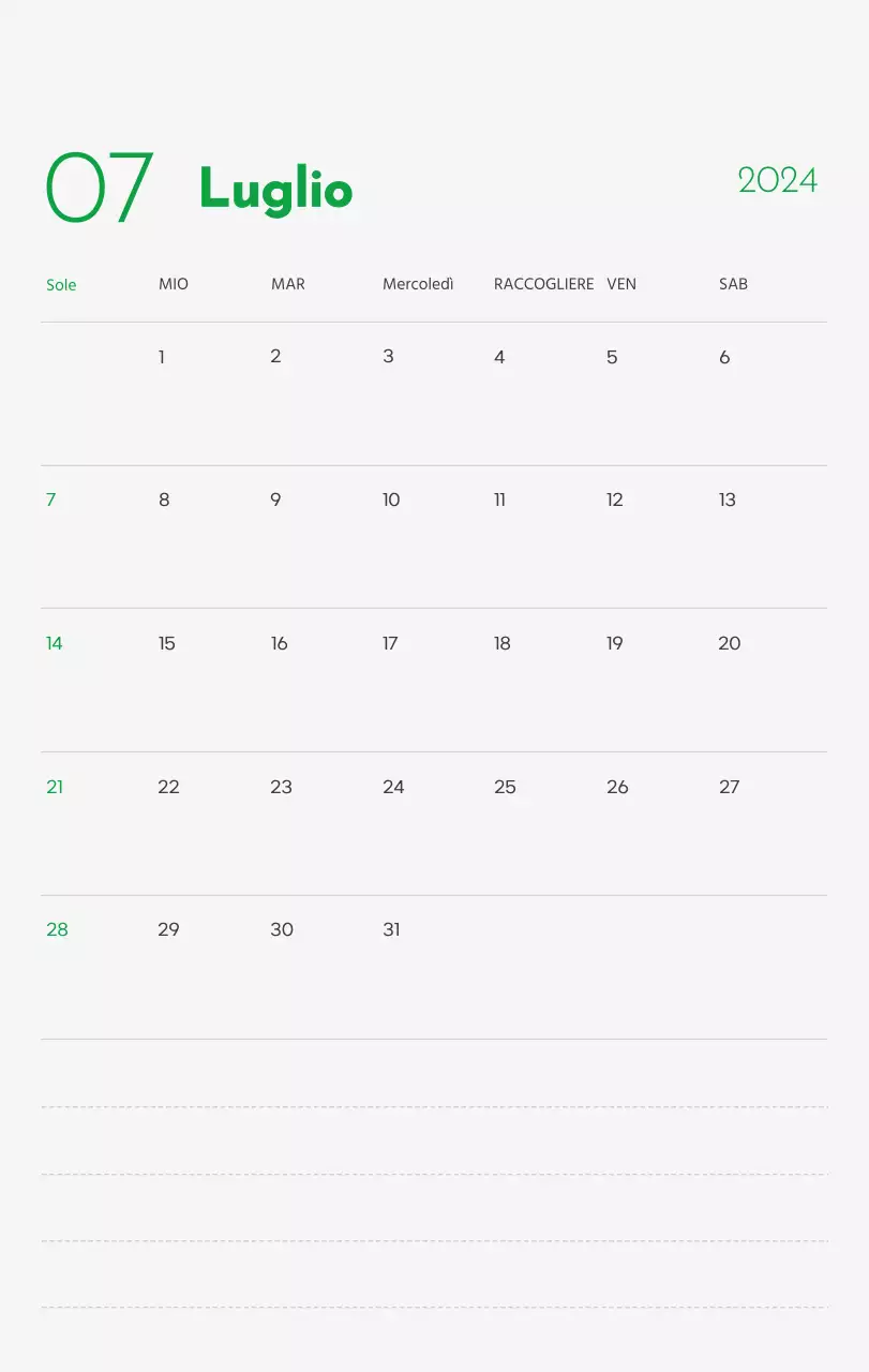 Un calendario con l'immagine di un cucciolo e un simpatico messaggio in verde.