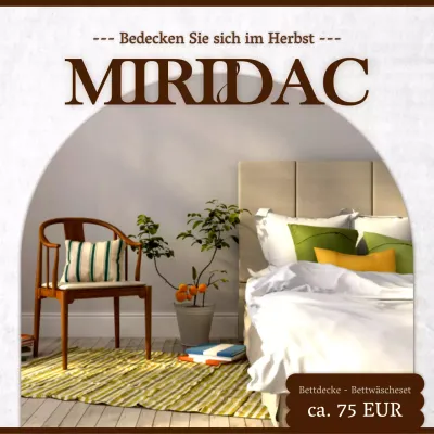 Werben Sie für moderne Bettwäsche in Braun und Weiß