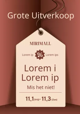 Een eenvoudige bruin-beige kortingsadvertentie