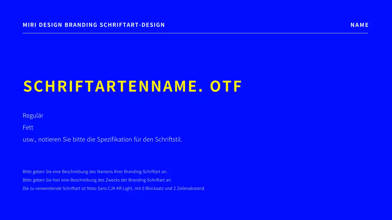 Ein einfacher Branding-Schriftentwurfsvorschlag in Blau.