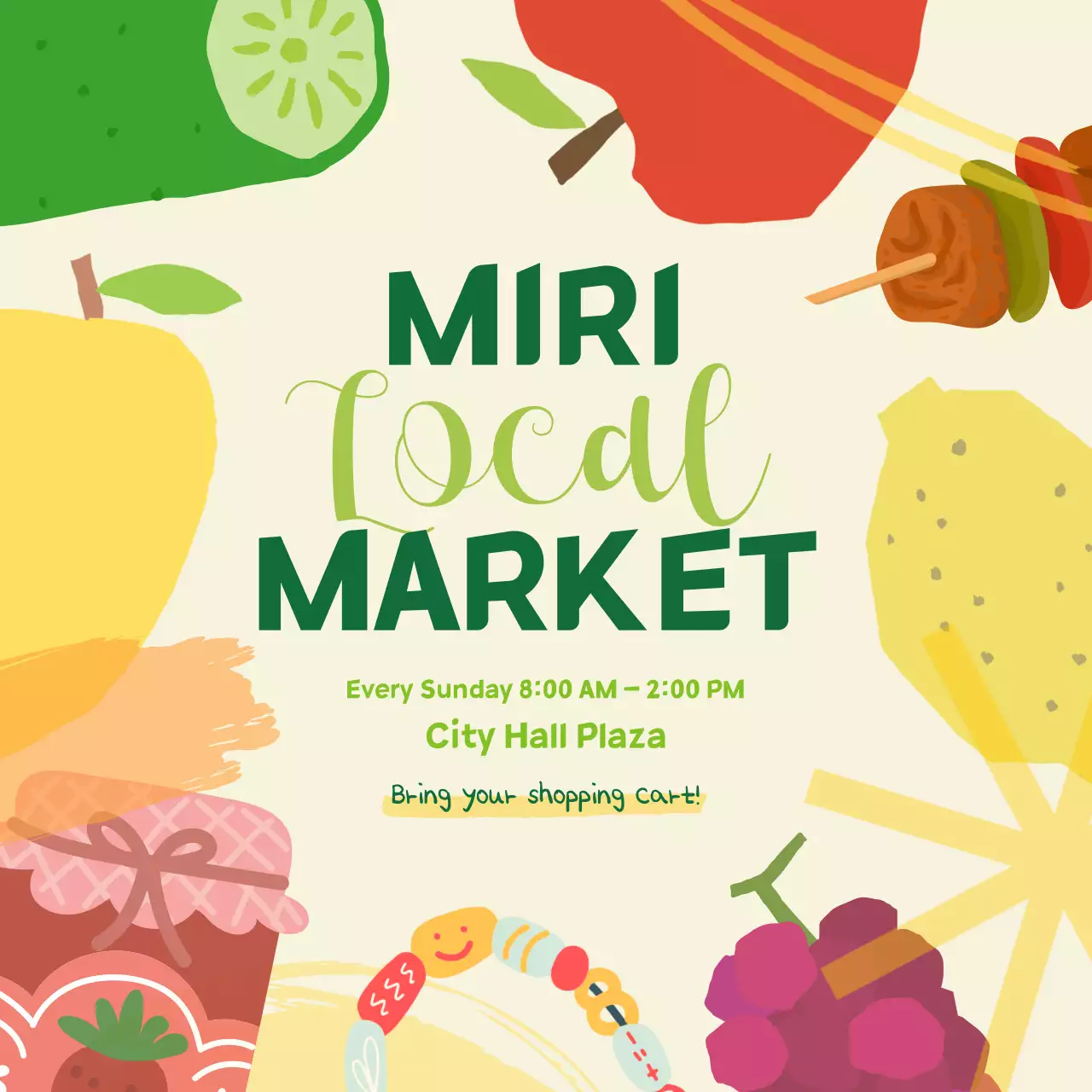 Promote local markets with colorful, flat illustrations