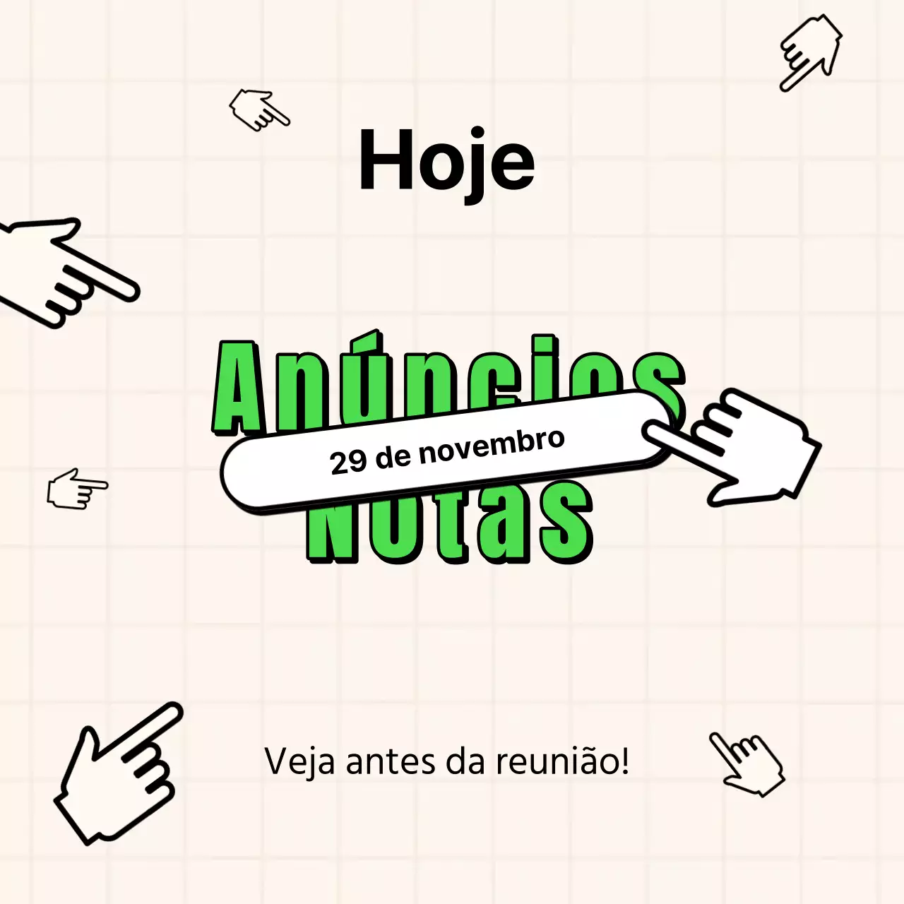 Anúncios kitsch de reuniões de clube em verde e bege