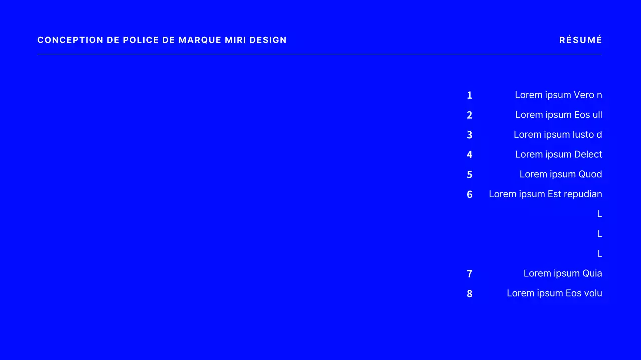 Une proposition de police de caractères simple en bleu.