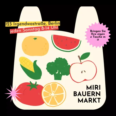 Förderung eines einfachen Bauernmarktes in Schwarz und Beige