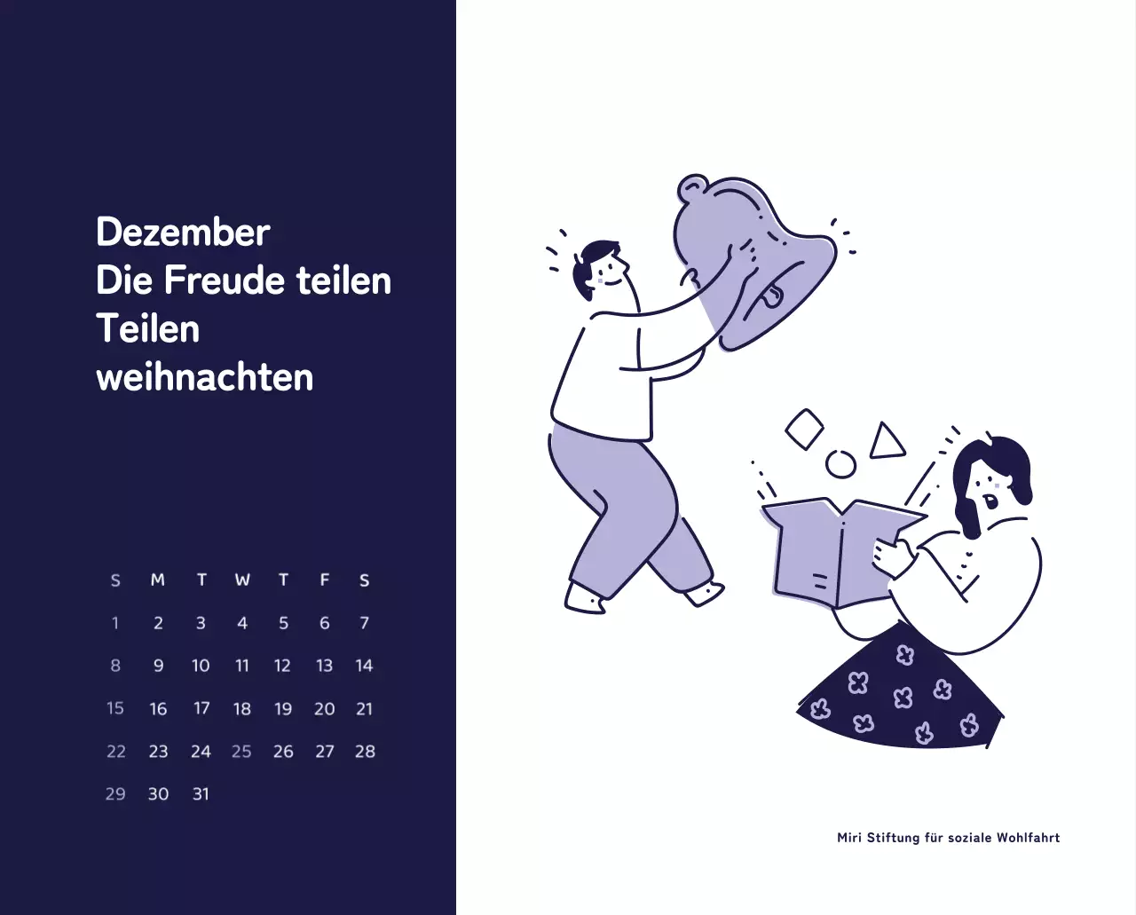 Ein Kalender mit farbenfrohen, emotionalen Illustrationen