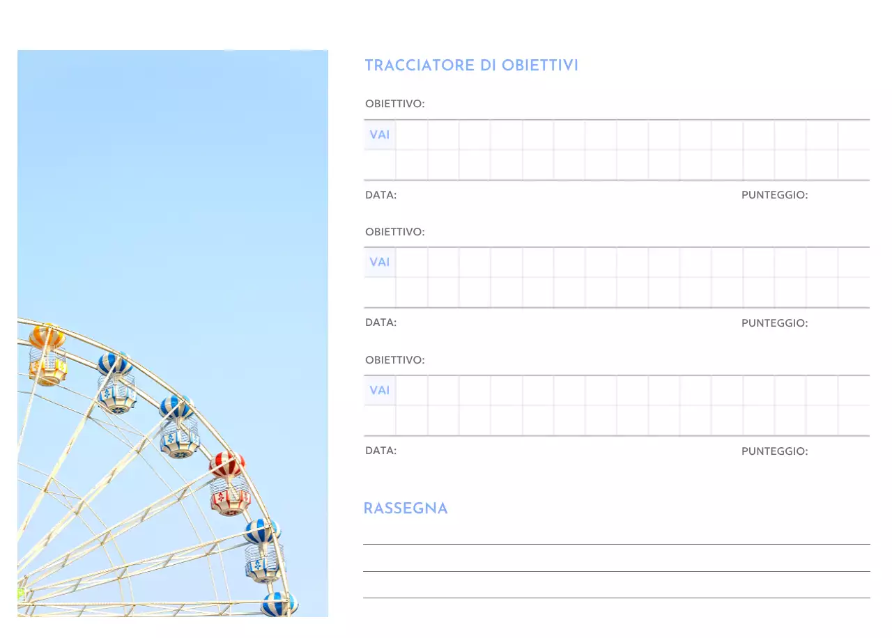 Calendario con tracker degli obiettivi con accenti blu