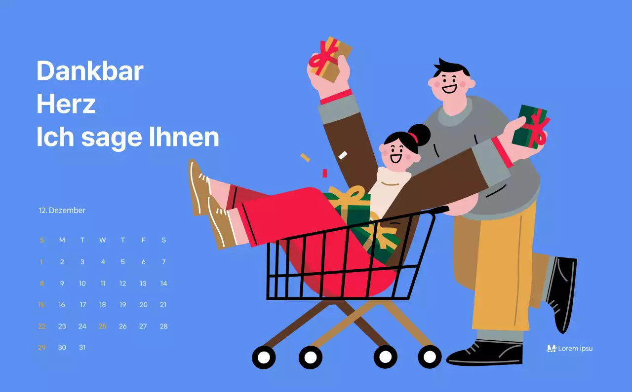 Motivationskalender mit energiegeladenen Illustrationen und positiven Zitaten auf hellblauem Hintergrund