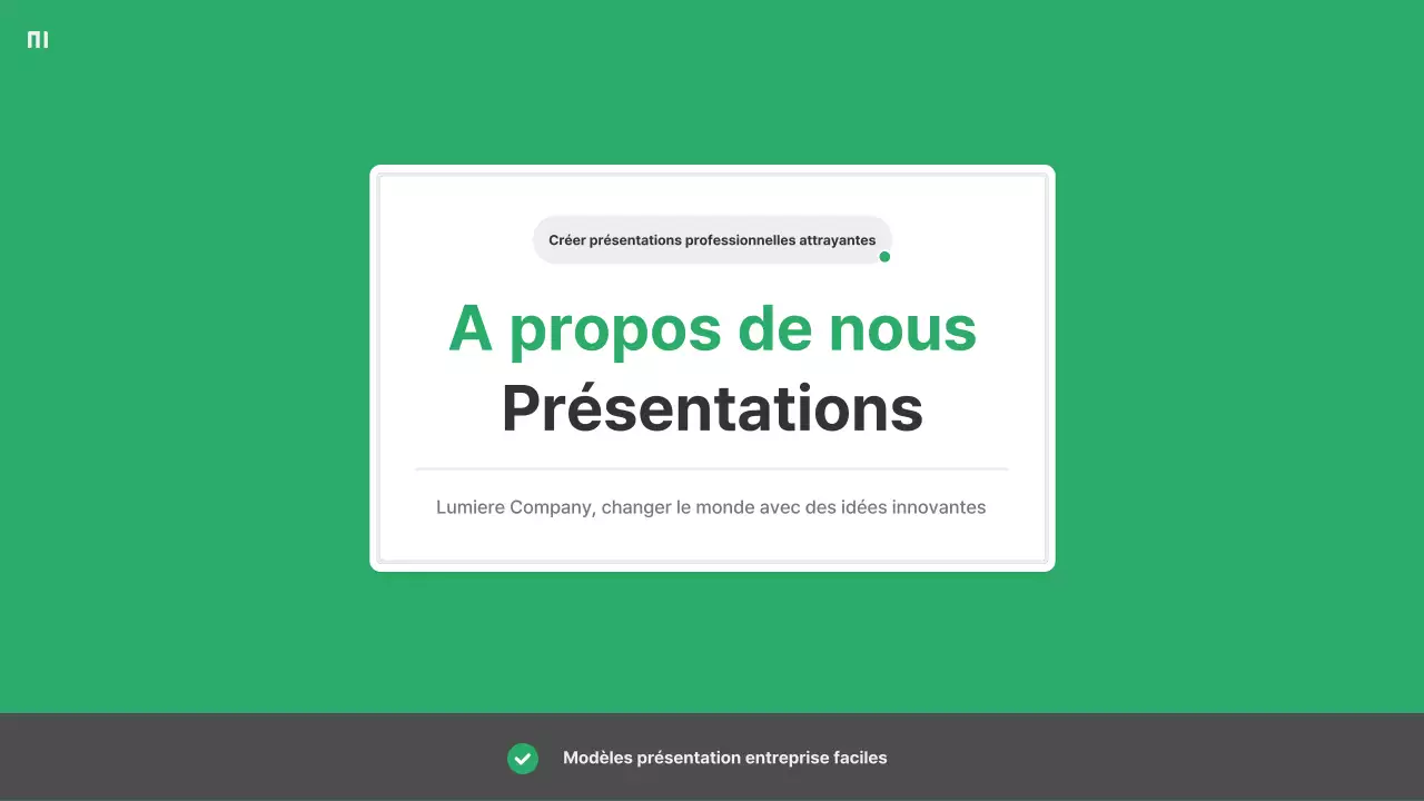 Un profil d'entreprise simple en vert et gris