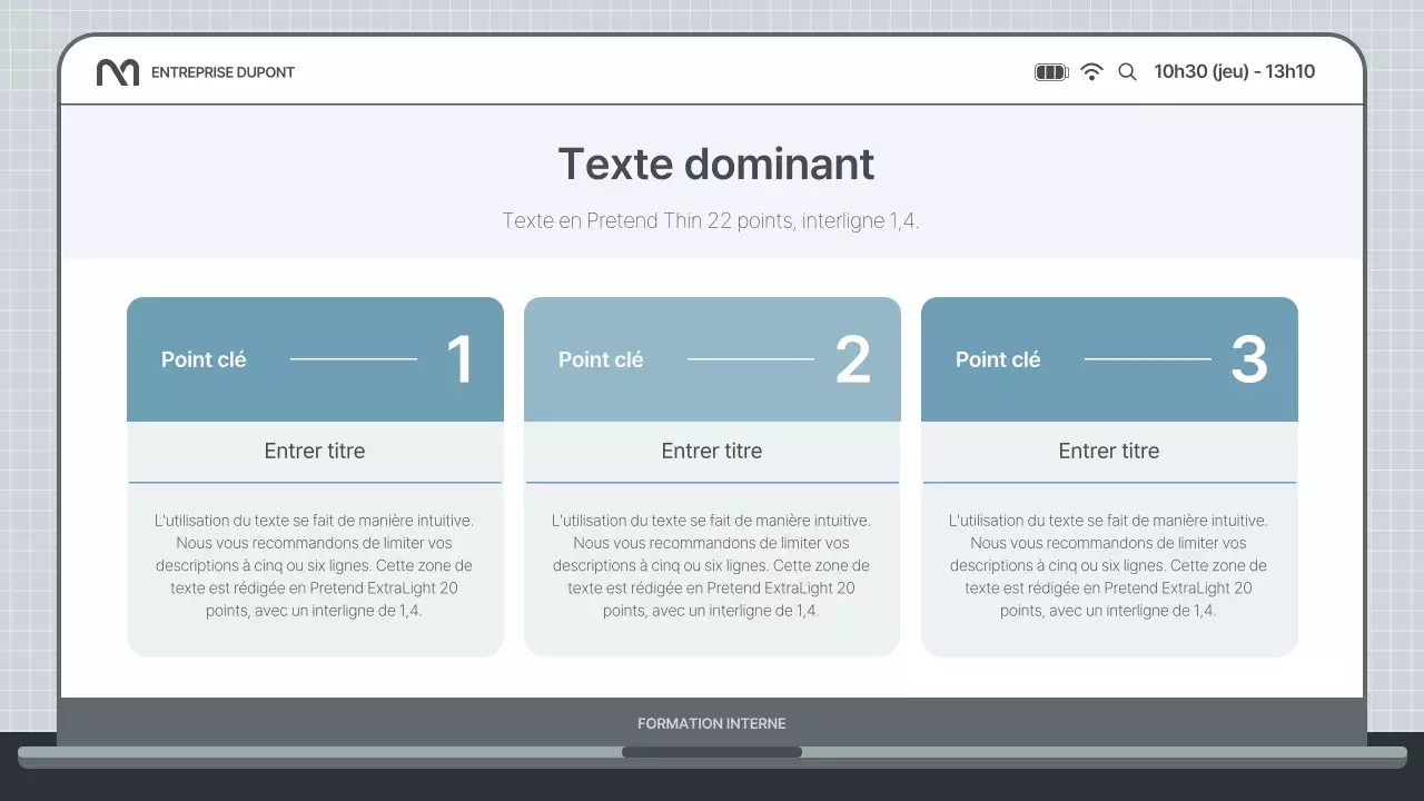 Présentation simple de formation interne en bleu clair et gris