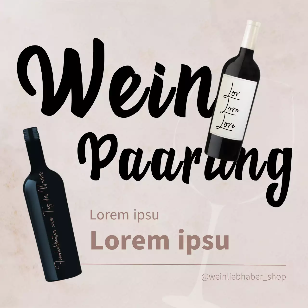 Werbung für eine einfache Weinhandlung in Beige