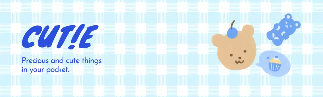 체크무늬의 귀여운 캐릭터 굿즈 헤더택