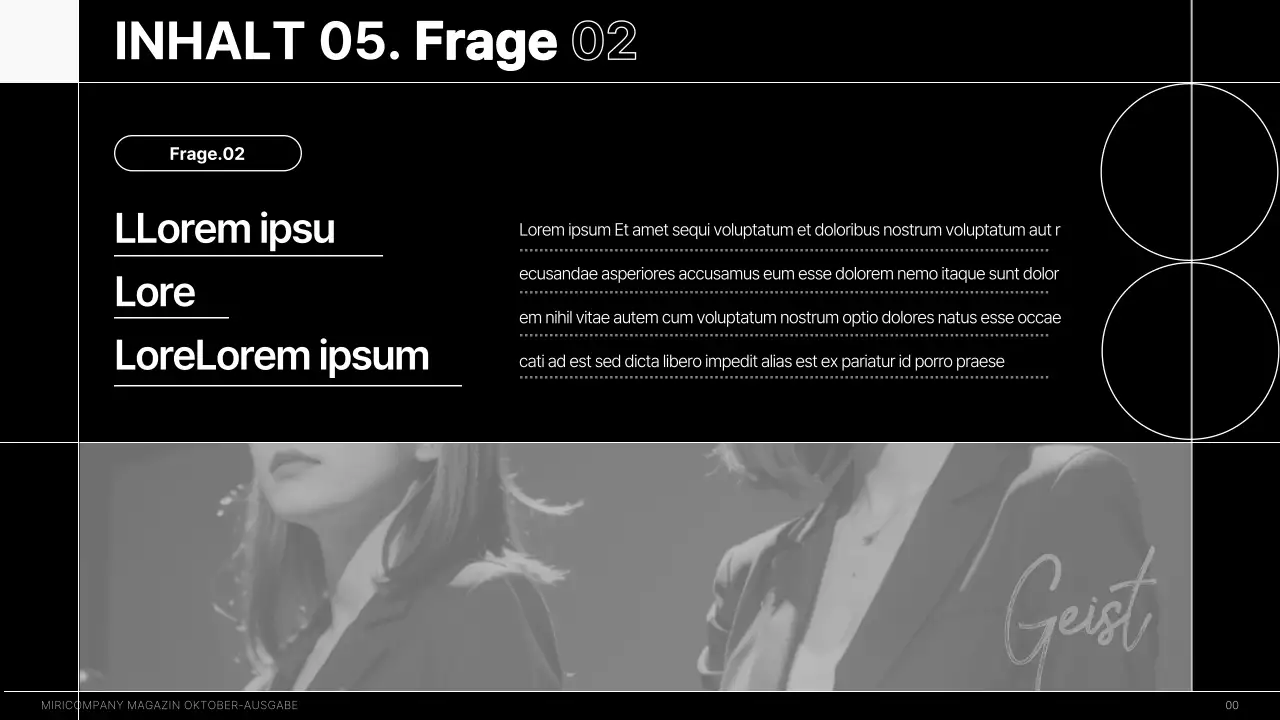 Ein modernes internes Interview-Magazin in schwarz-weiß