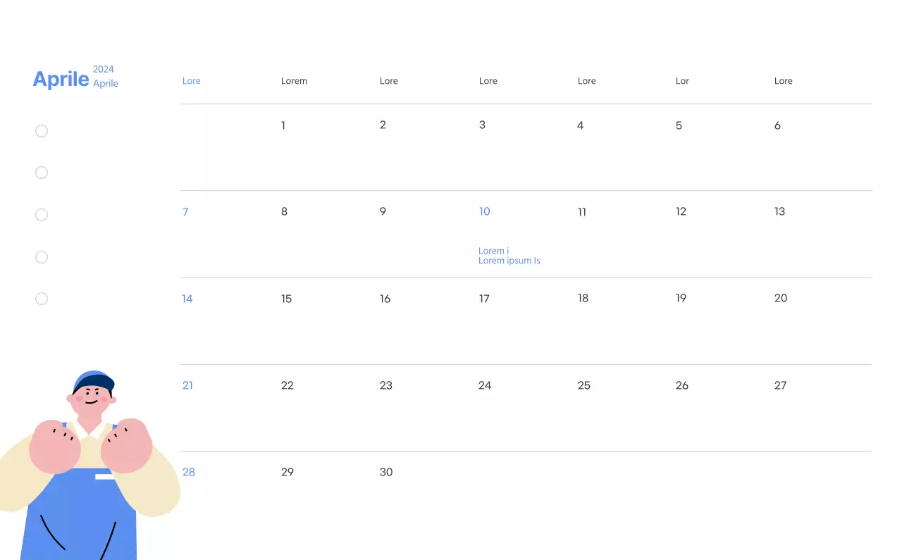 Calendario motivazionale con illustrazioni energetiche e citazioni positive su sfondo azzurro
