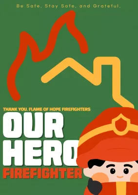 Green Simple Firefighter Announcement Poster