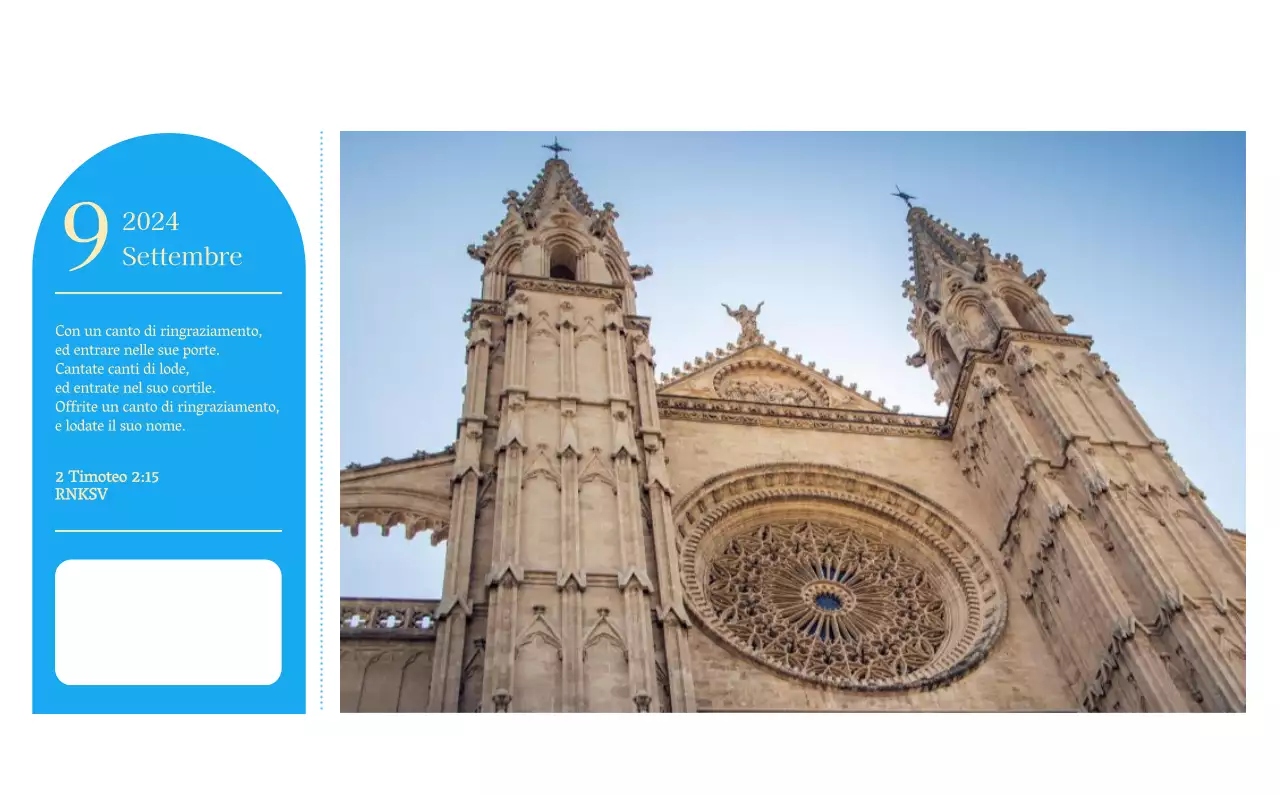 Calendario ecclesiastico blu di concezione moderna