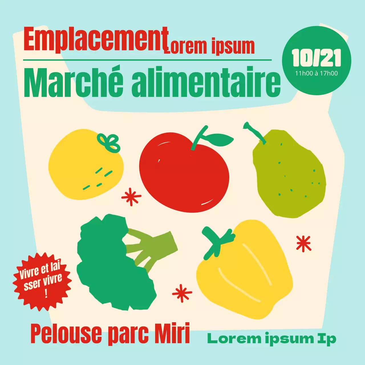 Promouvoir votre marché local avec des illustrations colorées et fraîches