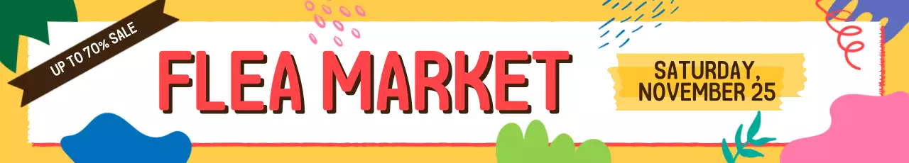 키치한 컨셉의 플리마켓 홍보 배너
