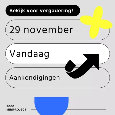 Een eenvoudige vergaderaankondiging in grijs en fluorescerend