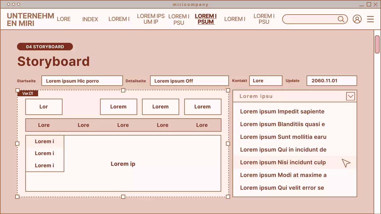 Einfaches Design für eine Webseite in Beige und Weiß