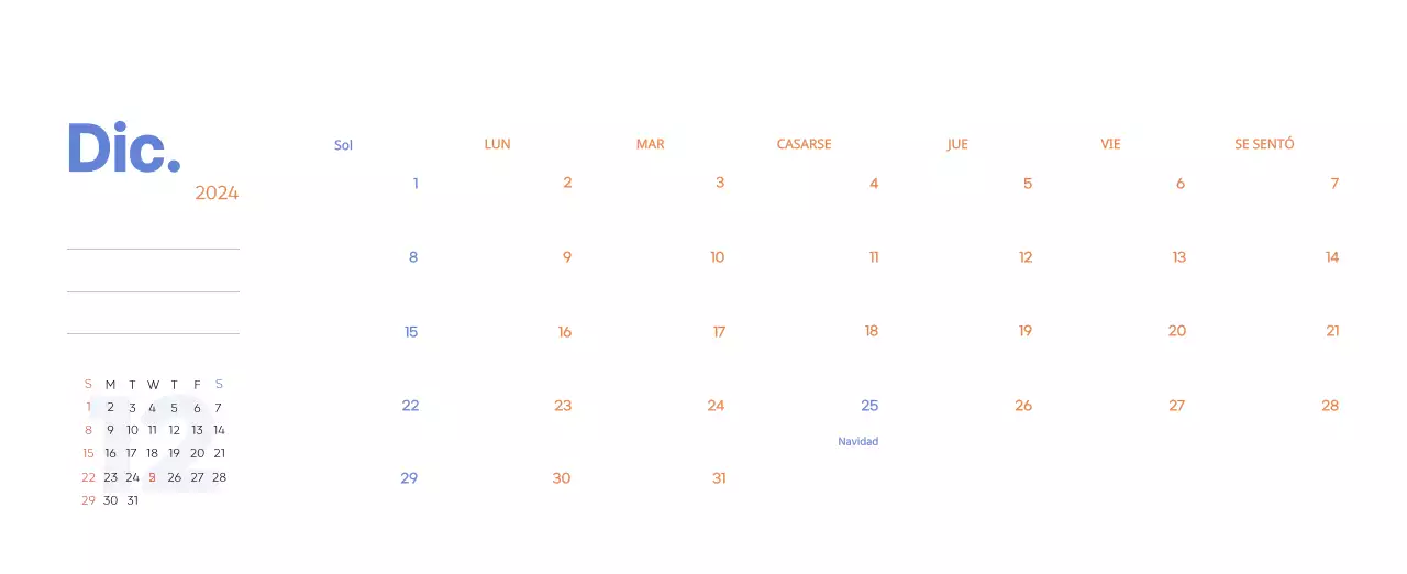 Calendario laboral con bellas ilustraciones