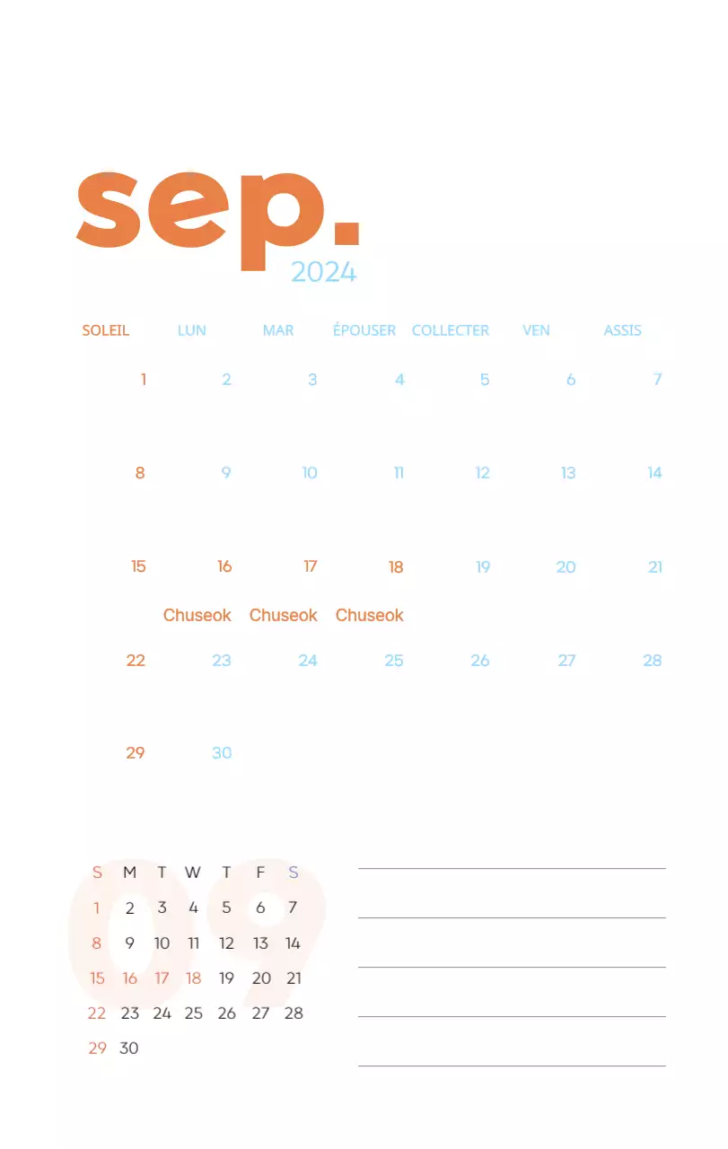 Calendrier de travail avec de belles illustrations