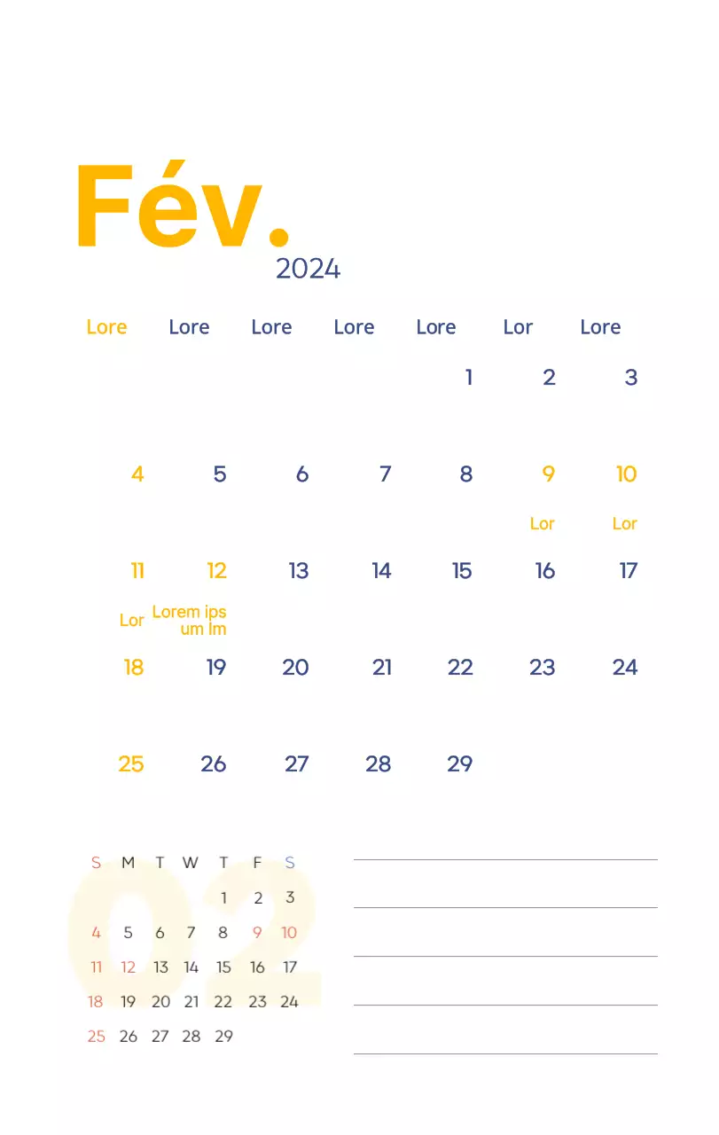 Calendrier de travail avec de belles illustrations