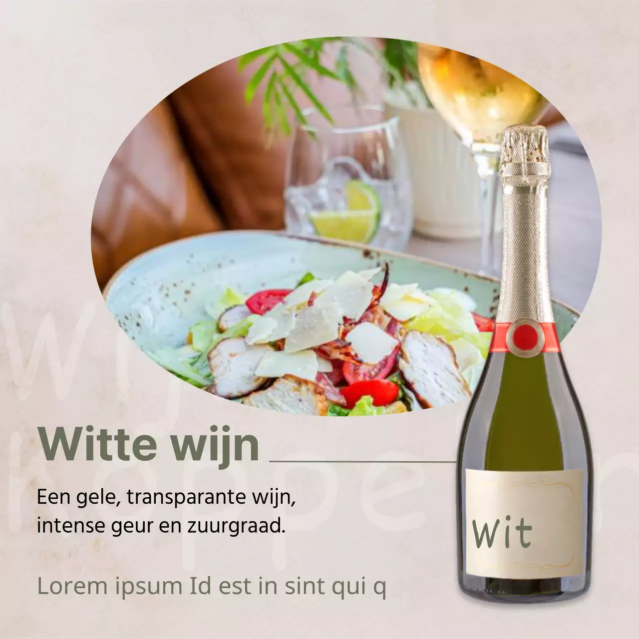 Een eenvoudige wijnwinkel in beige promoten