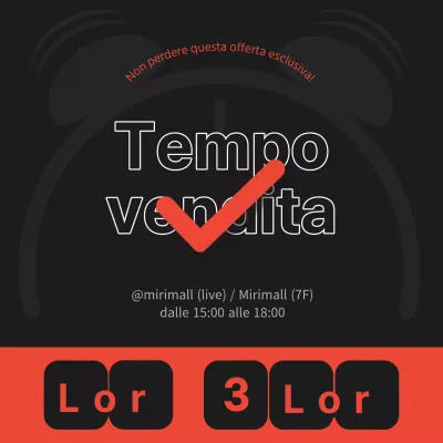 Annuncio minimalista di vendita a tempo in nero e rosso