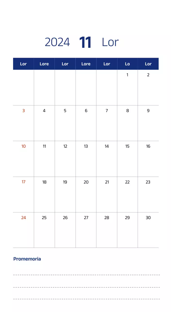 Calendario semplice con illustrazioni pulite in blu