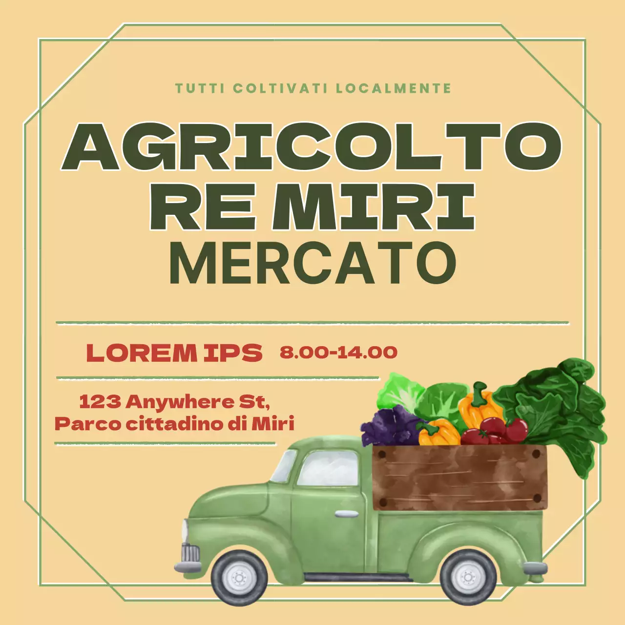 Guida ai mercati agricoli vintage in beige e verde
