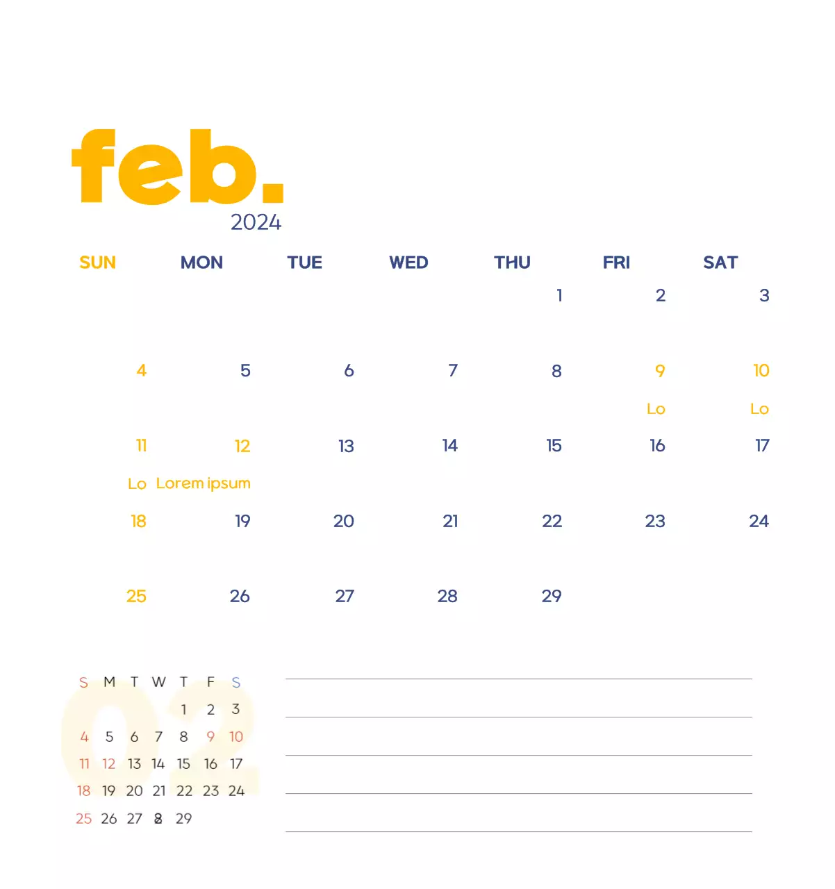 Work calendar with beautiful illustrations