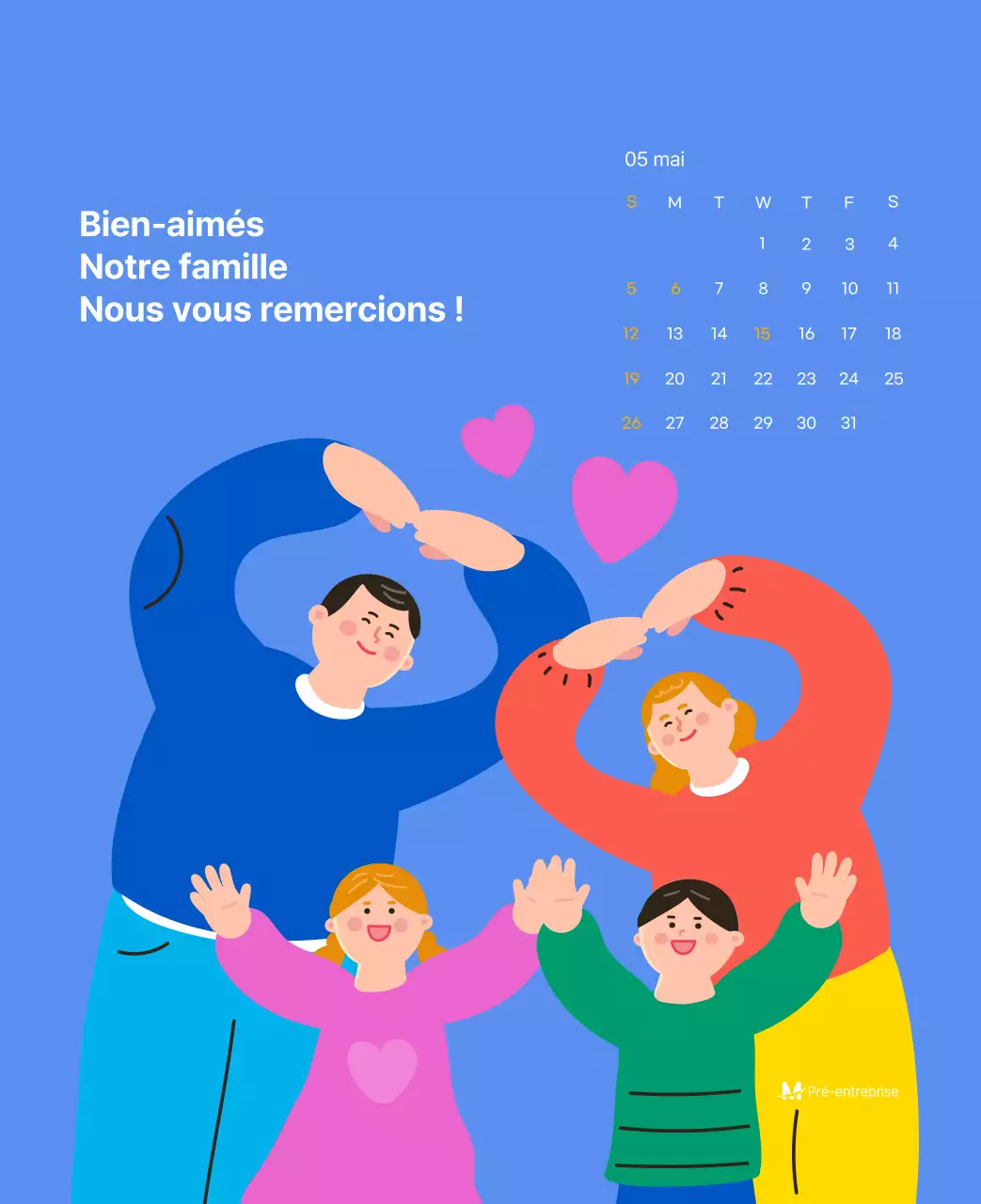 Calendrier de motivation avec des illustrations énergiques et des citations positives sur un fond bleu clair