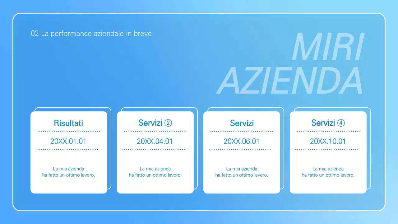 Presentazione aziendale minimalista in azzurro e bianco