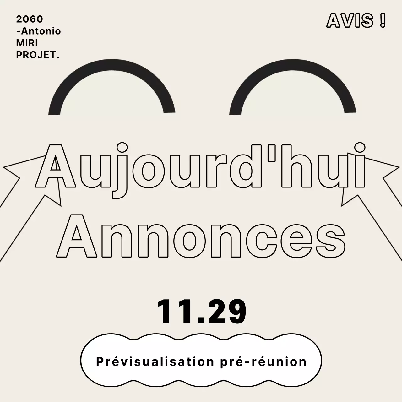 Annonces de réunion tendance en beige et couleurs arc-en-ciel