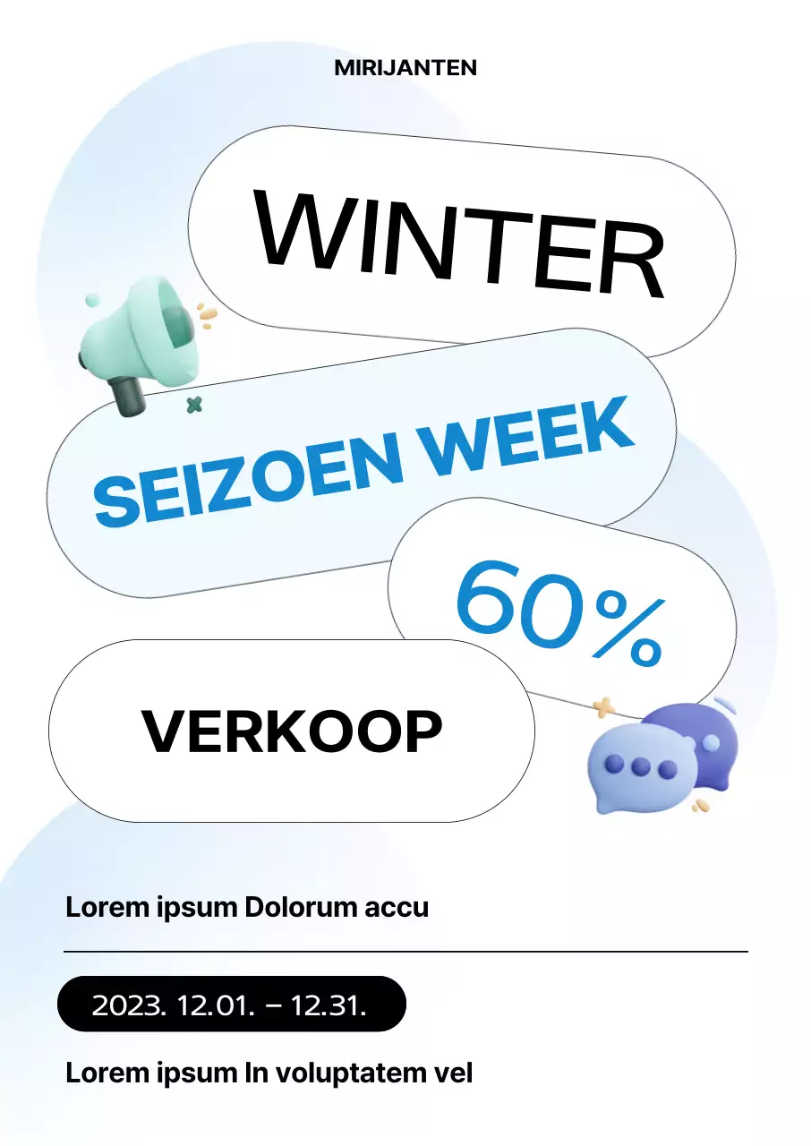 Een frisse, schone, knop-achtige wekelijkse winteruitverkoopmelding