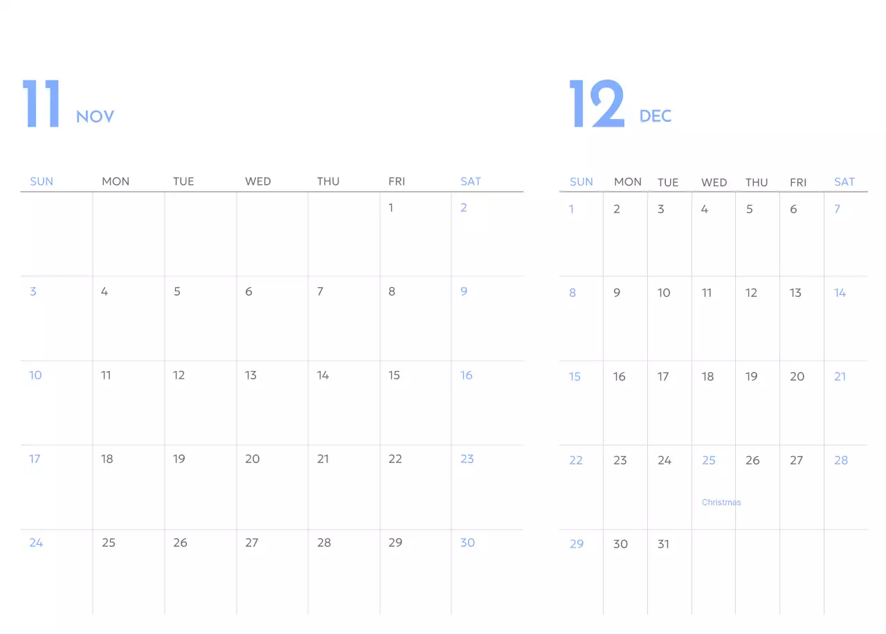 Goal Tracker calendar with a splash of blue