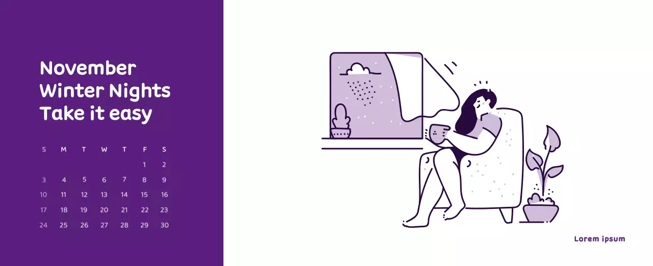 Lịch với hình ảnh minh họa đầy cảm xúc với nhiều màu sắc khác nhau