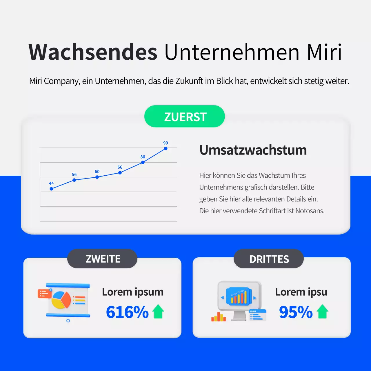 Ein einfaches blaues und grünes Unternehmensprofil