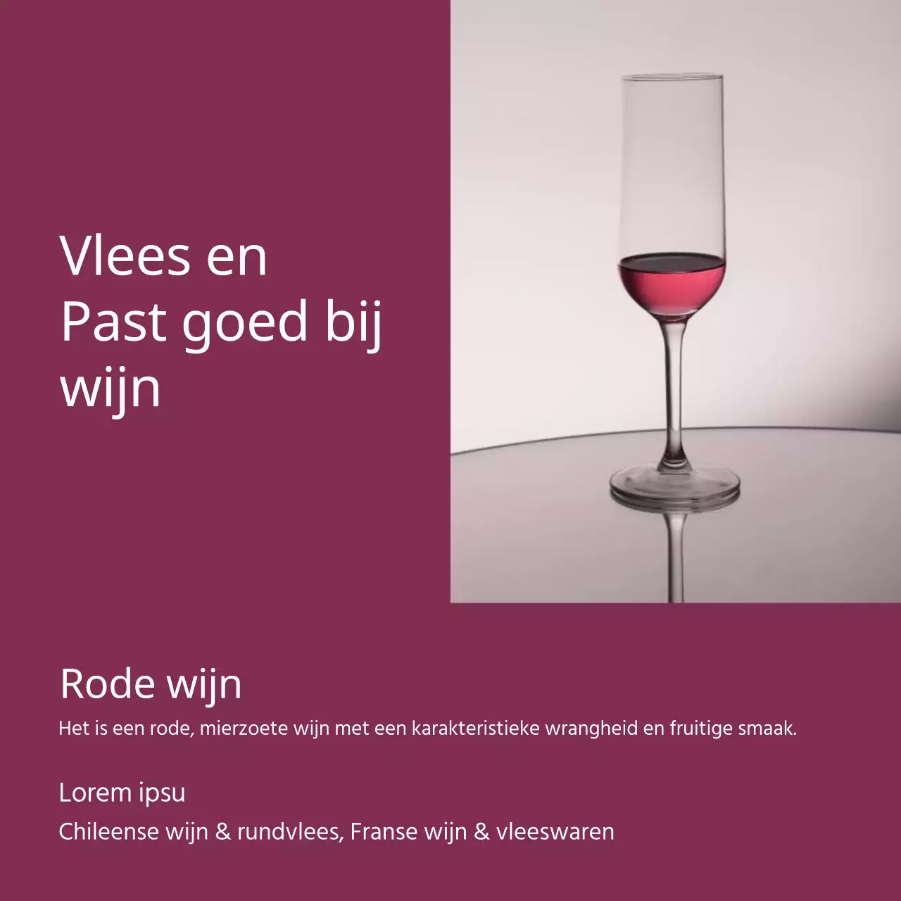 Moderne wijnadviesadvertentie in rood en beige