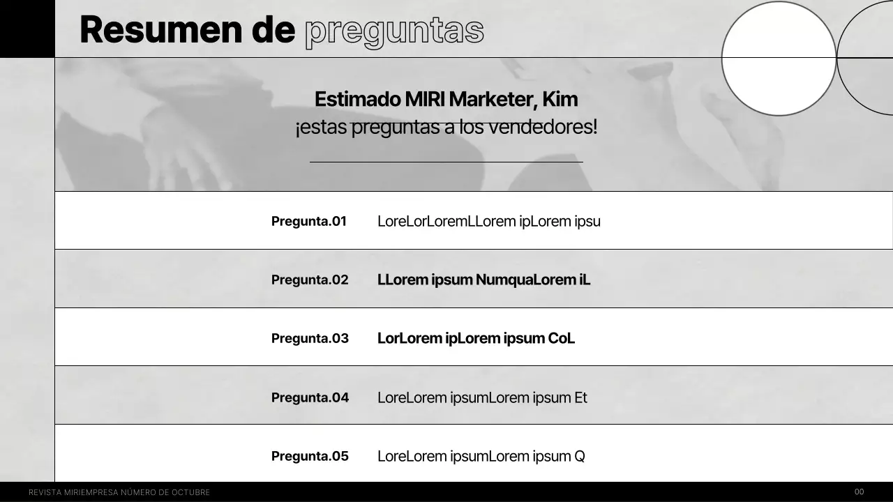 Una moderna revista de entrevistas internas en blanco y negro